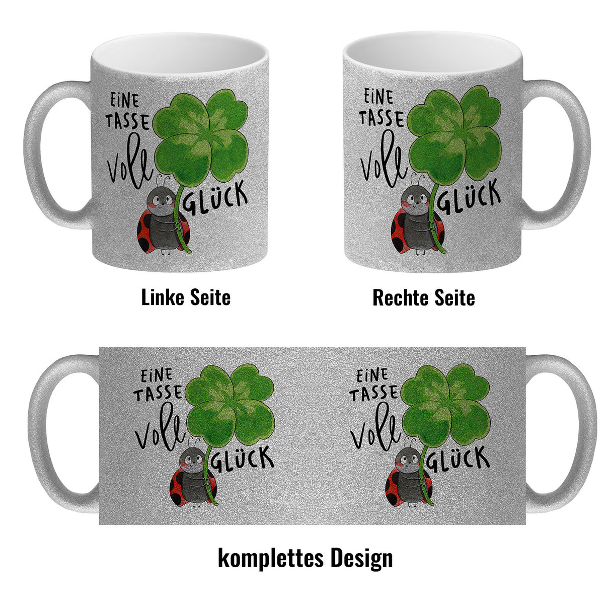 Marienkäfer Kaffeebecher mit Spruch Eine Tasse voll Glück