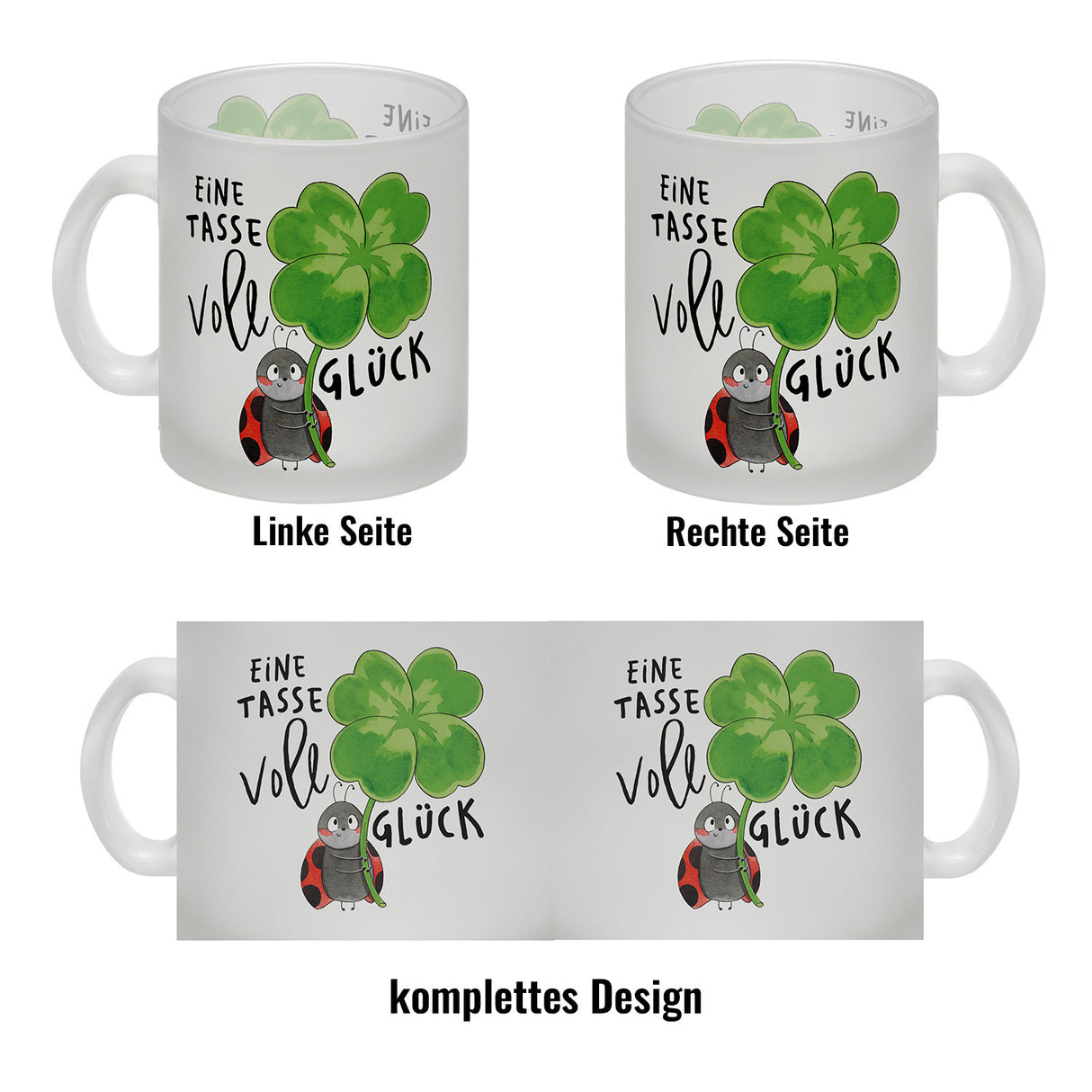 Marienkäfer Kaffeebecher mit Spruch Eine Tasse voll Glück