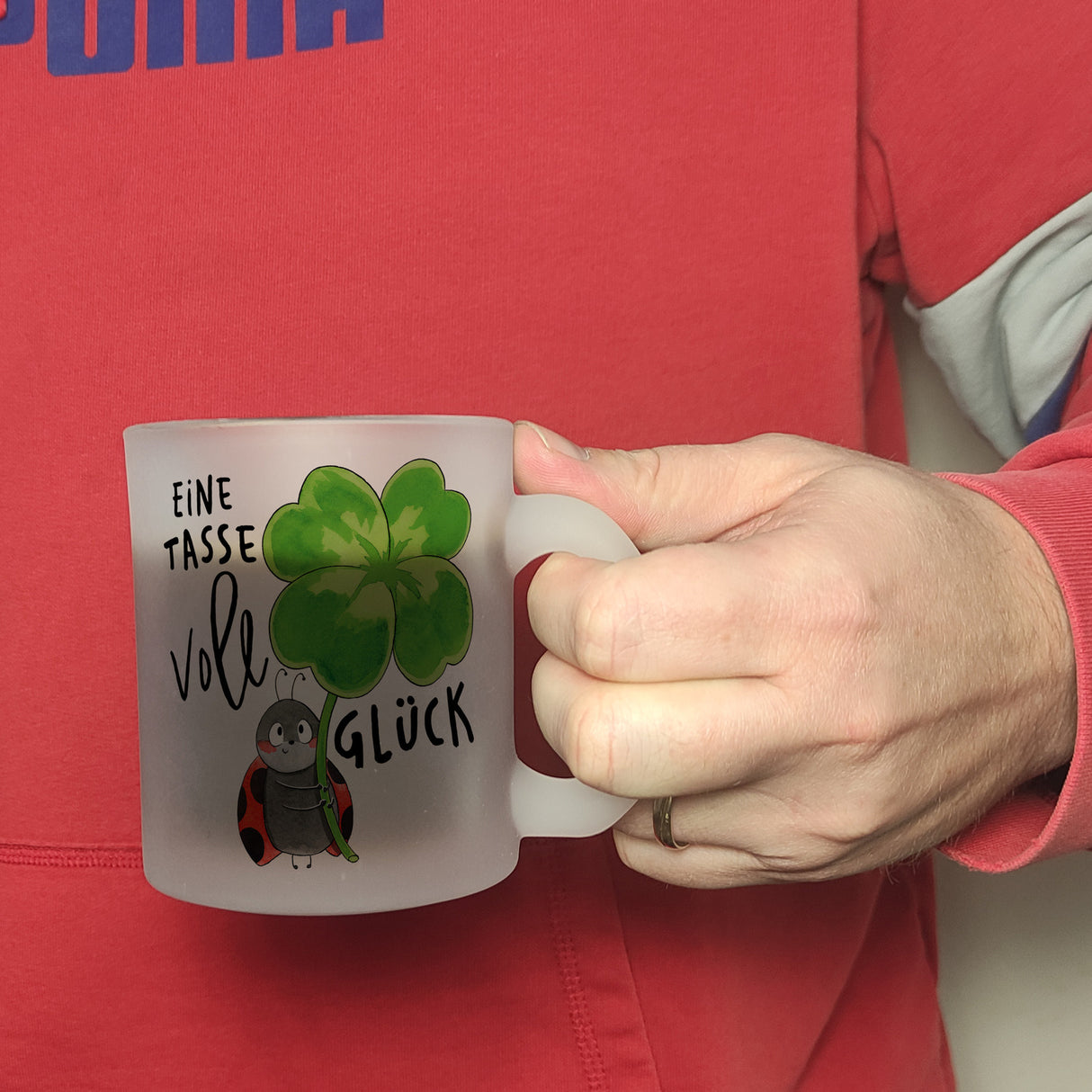 Marienkäfer Kaffeebecher mit Spruch Eine Tasse voll Glück
