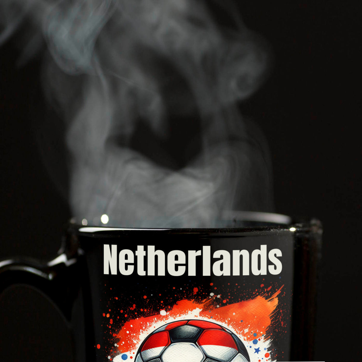 Fußball Niederlande Flagge Tasse in Schwarz