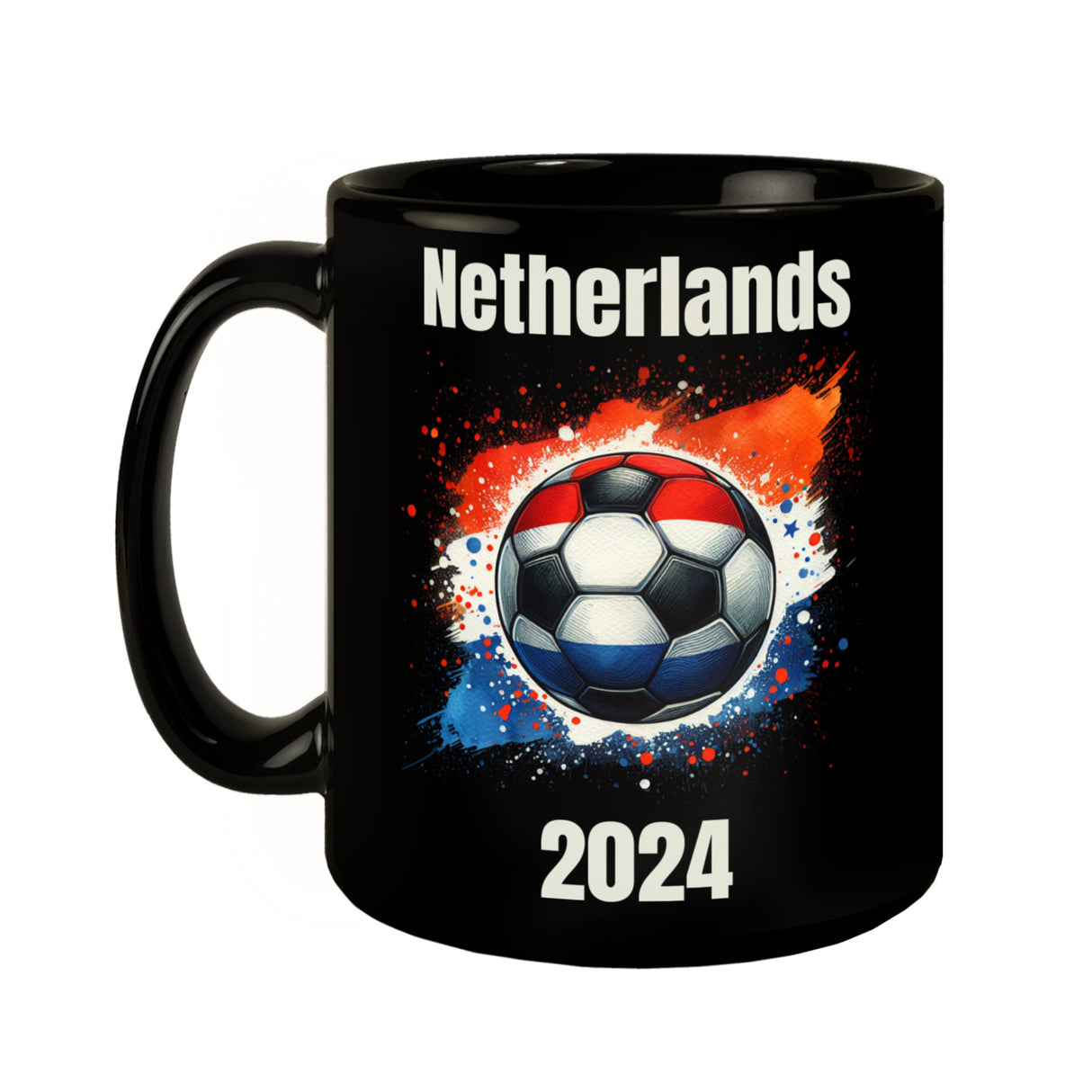 Fußball Niederlande Flagge Tasse in Schwarz