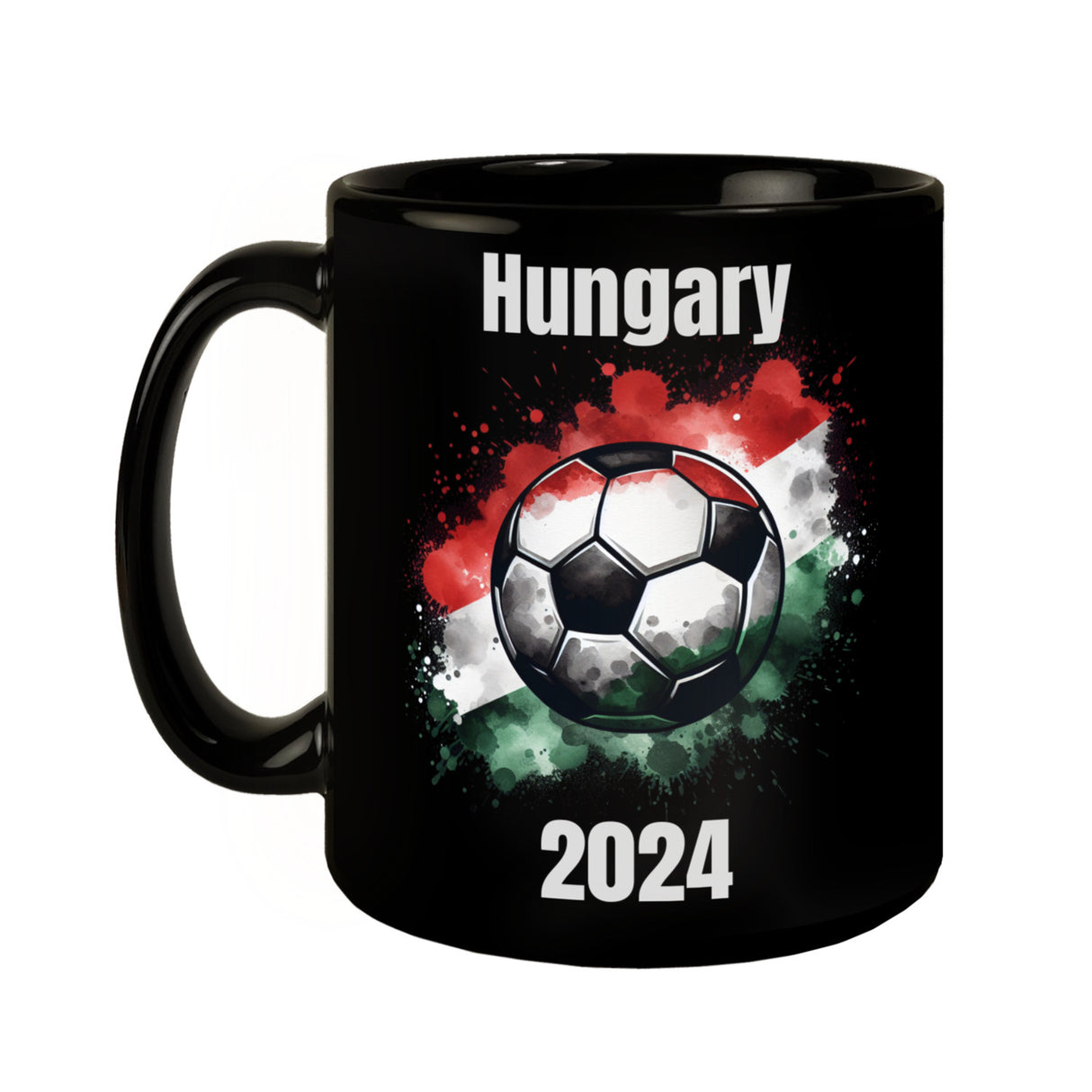 Fußball Ungarn Flagge Tasse in Schwarz