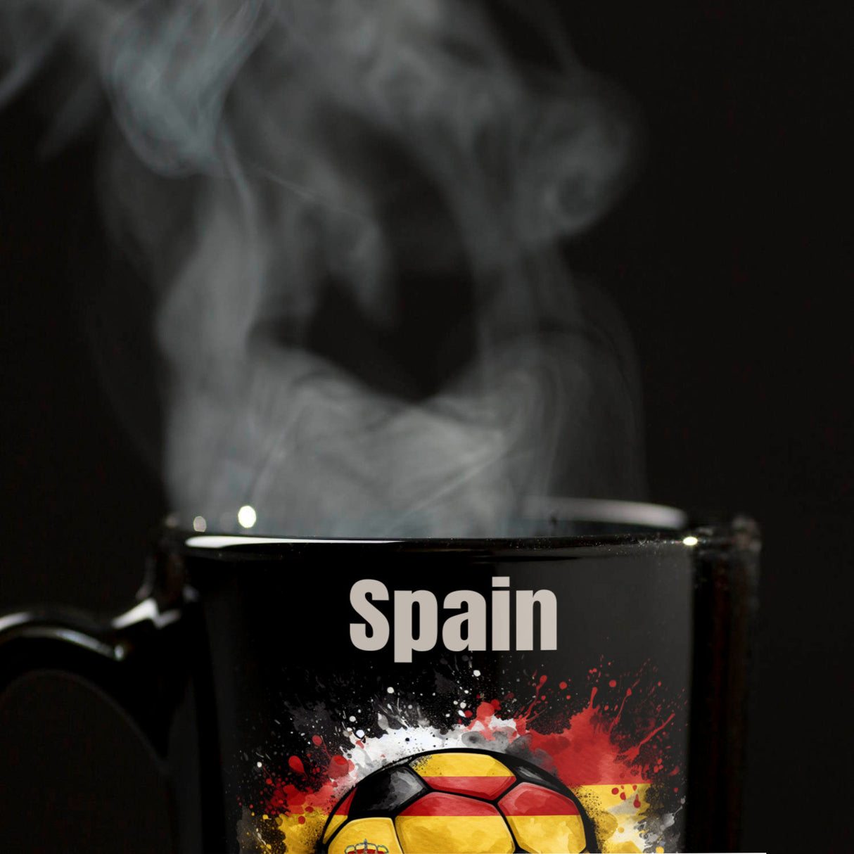 Fußball Spanien Flagge Tasse in Schwarz