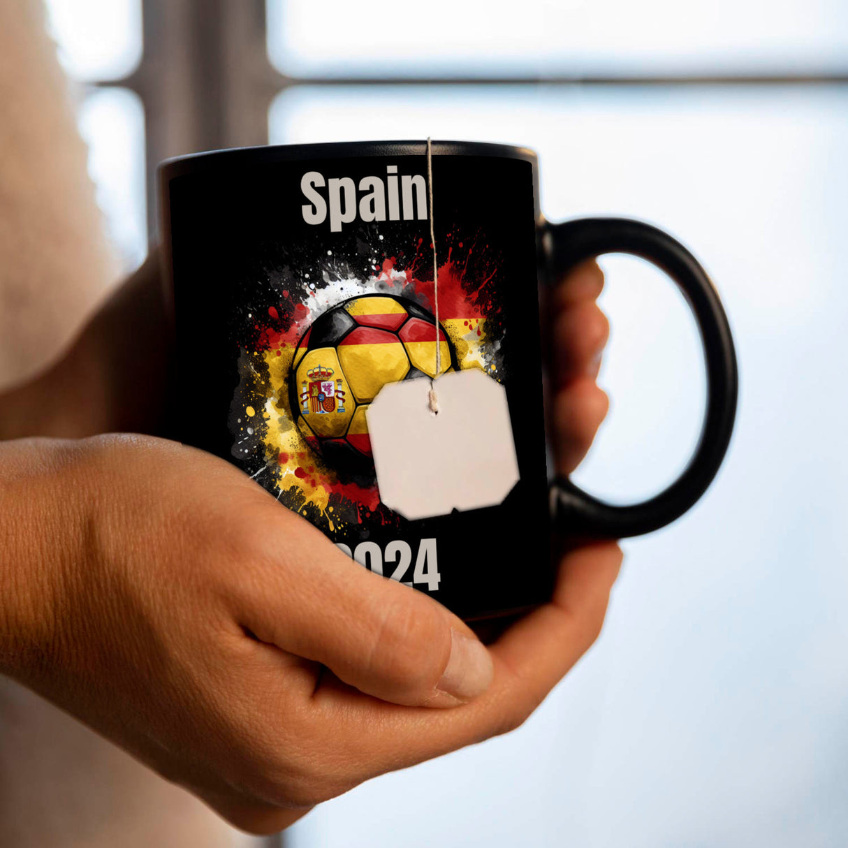 Fußball Spanien Flagge Tasse in Schwarz