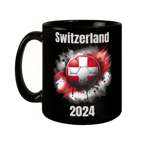 Fußball Schweiz Flagge Tasse in Schwarz