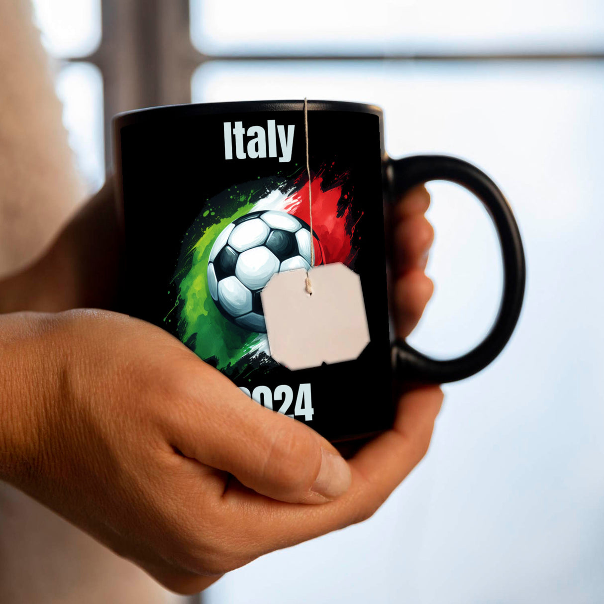 Fußball Italien Flagge Tasse in Schwarz