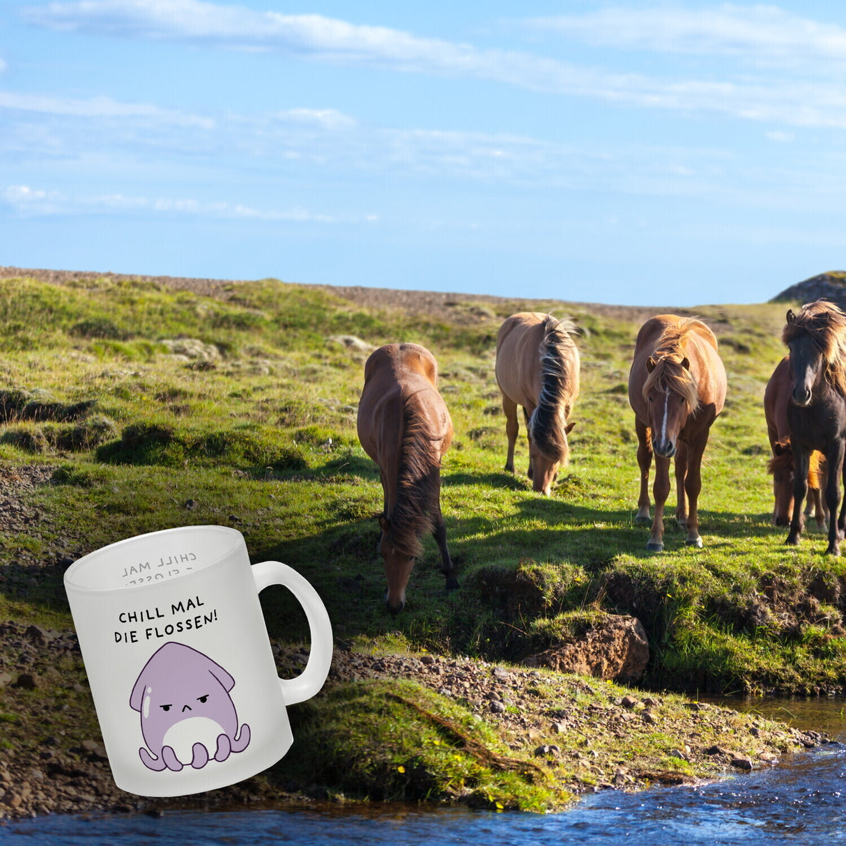 Jelly & Friends Tintenfisch Kaffeebecher mit Spruch Chill mal die Flossen