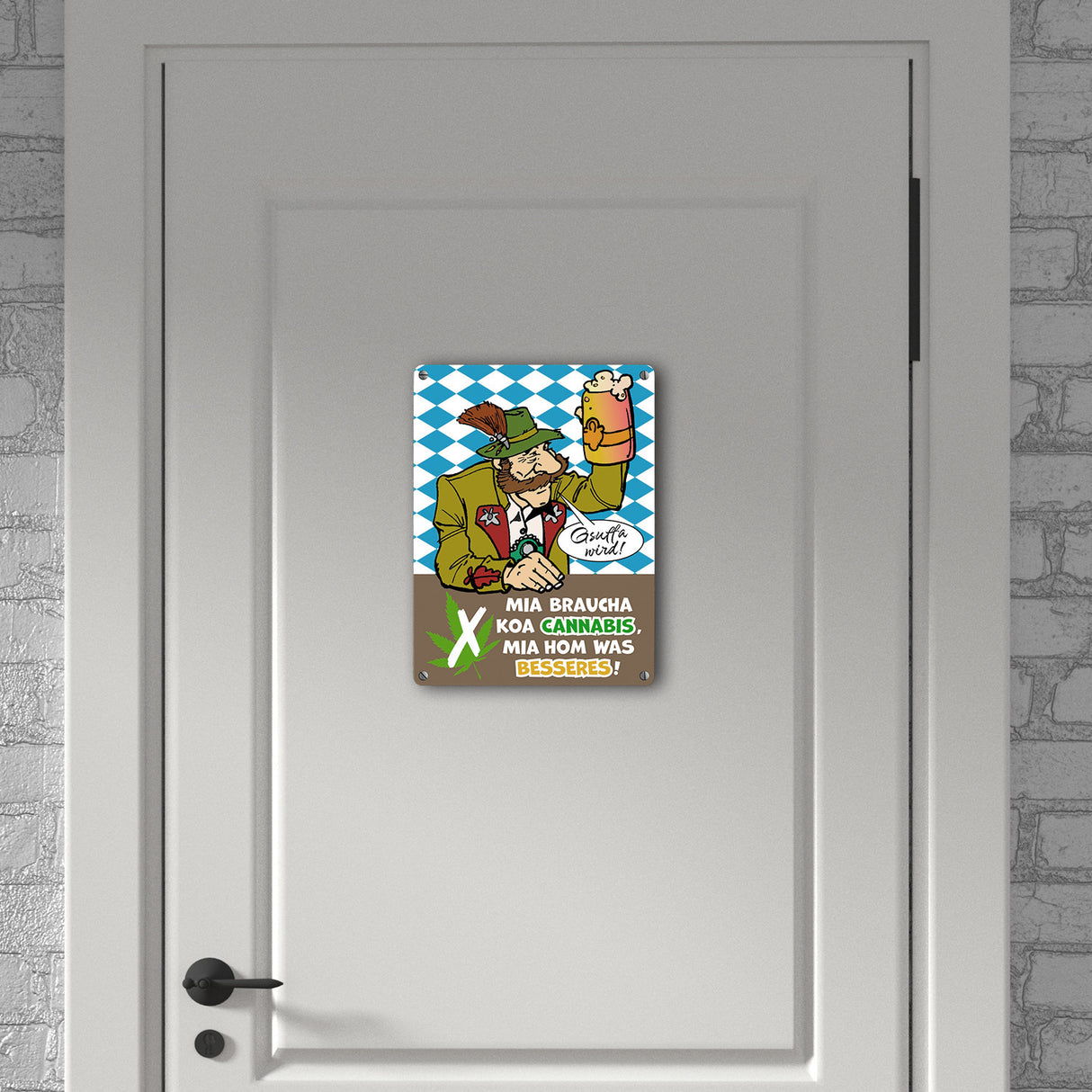 Bier statt Gras Biertrinker Metallschild in 15x20 cm mit Spruch Gsuffa wird!