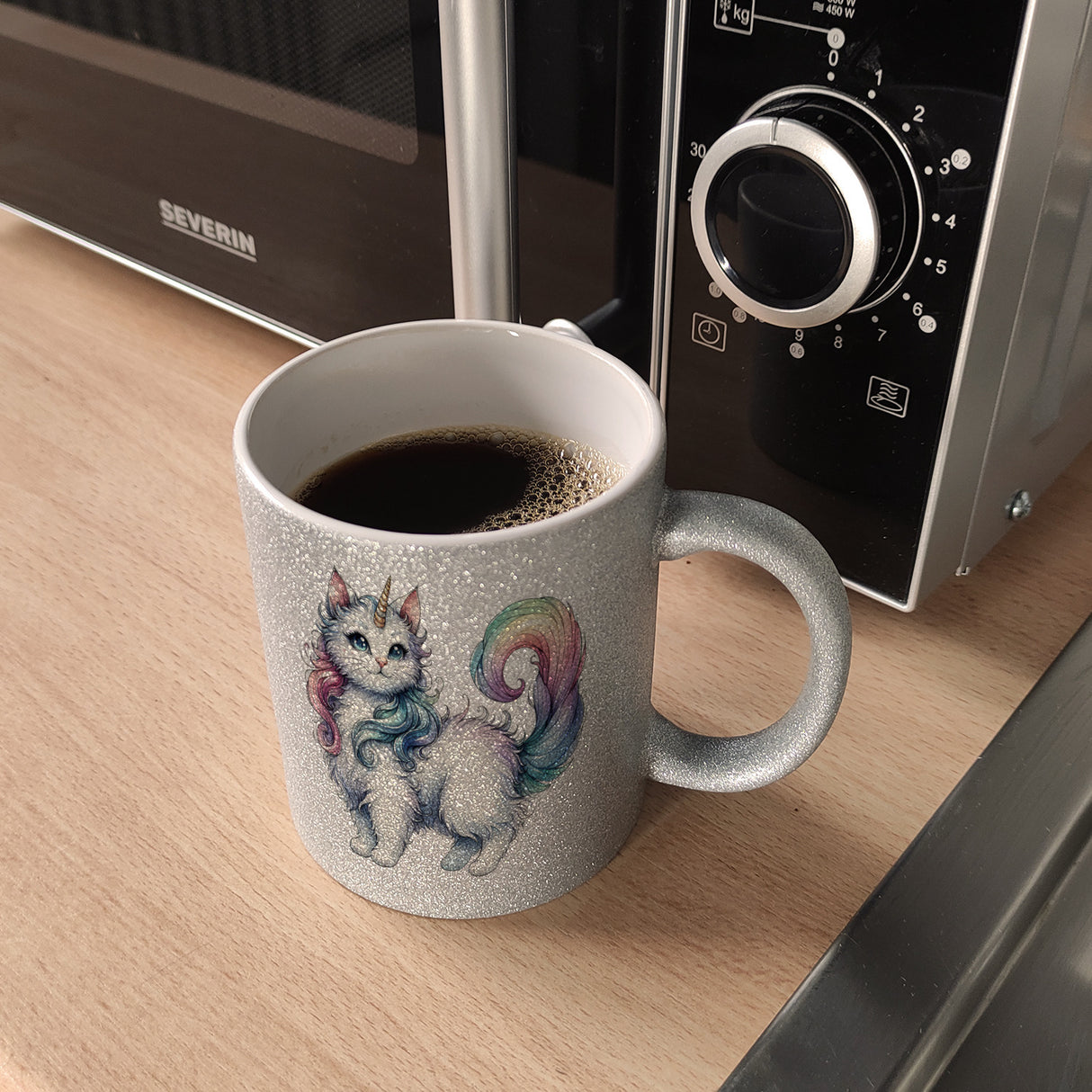 Einhorn-Katze Kaffeebecher