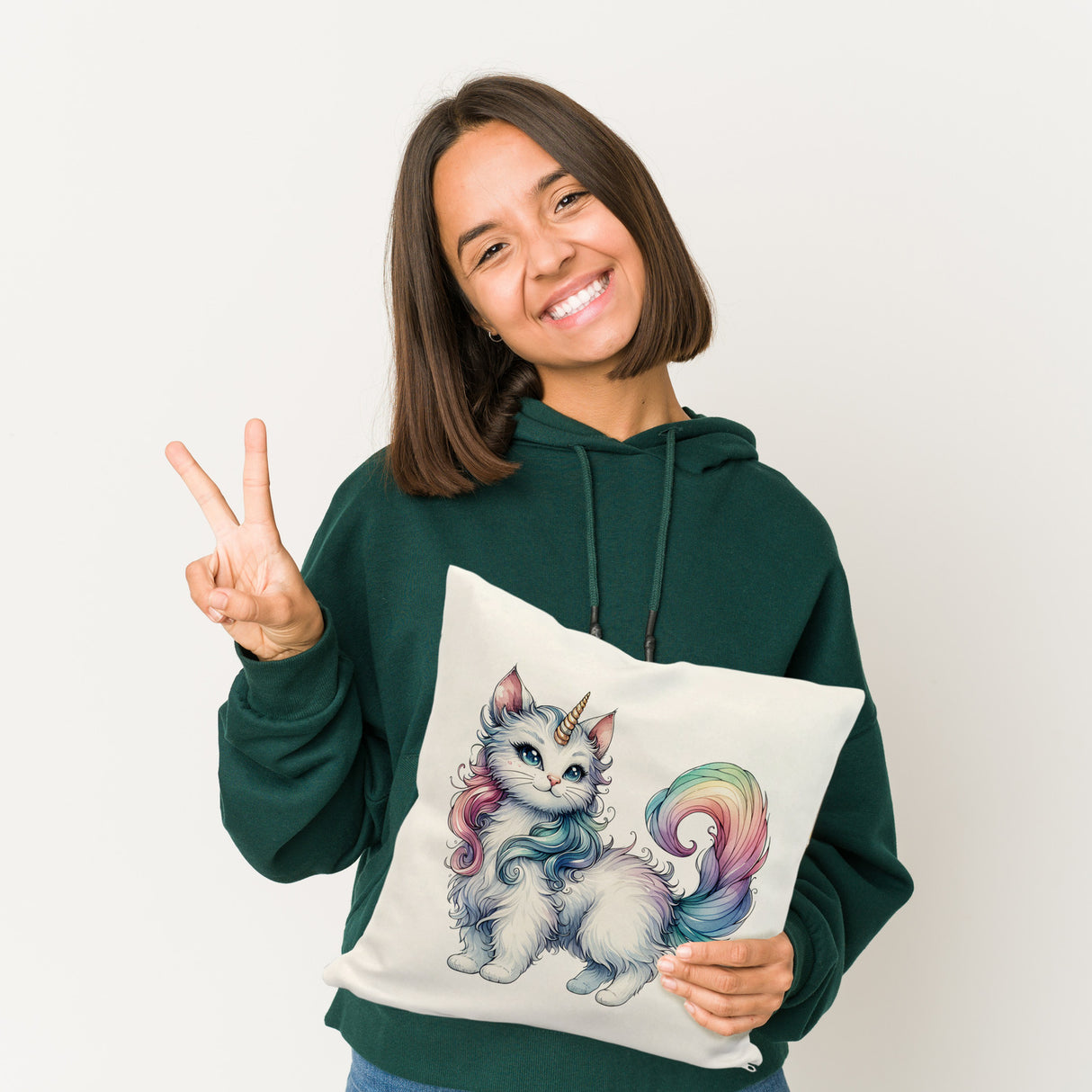 Einhorn-Katze Kissen