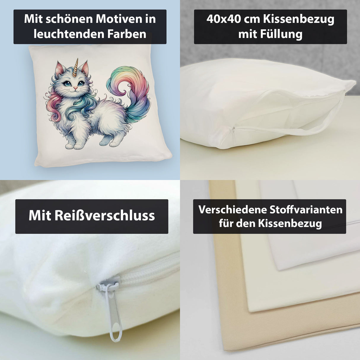Einhorn-Katze Kissen
