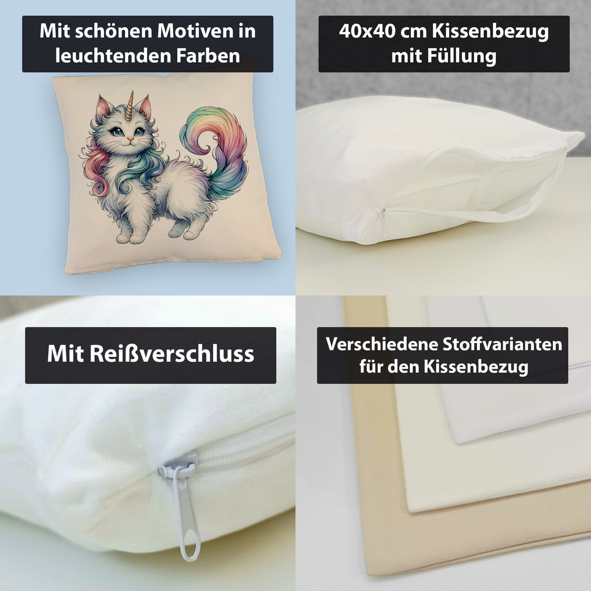 Einhorn-Katze Kissen
