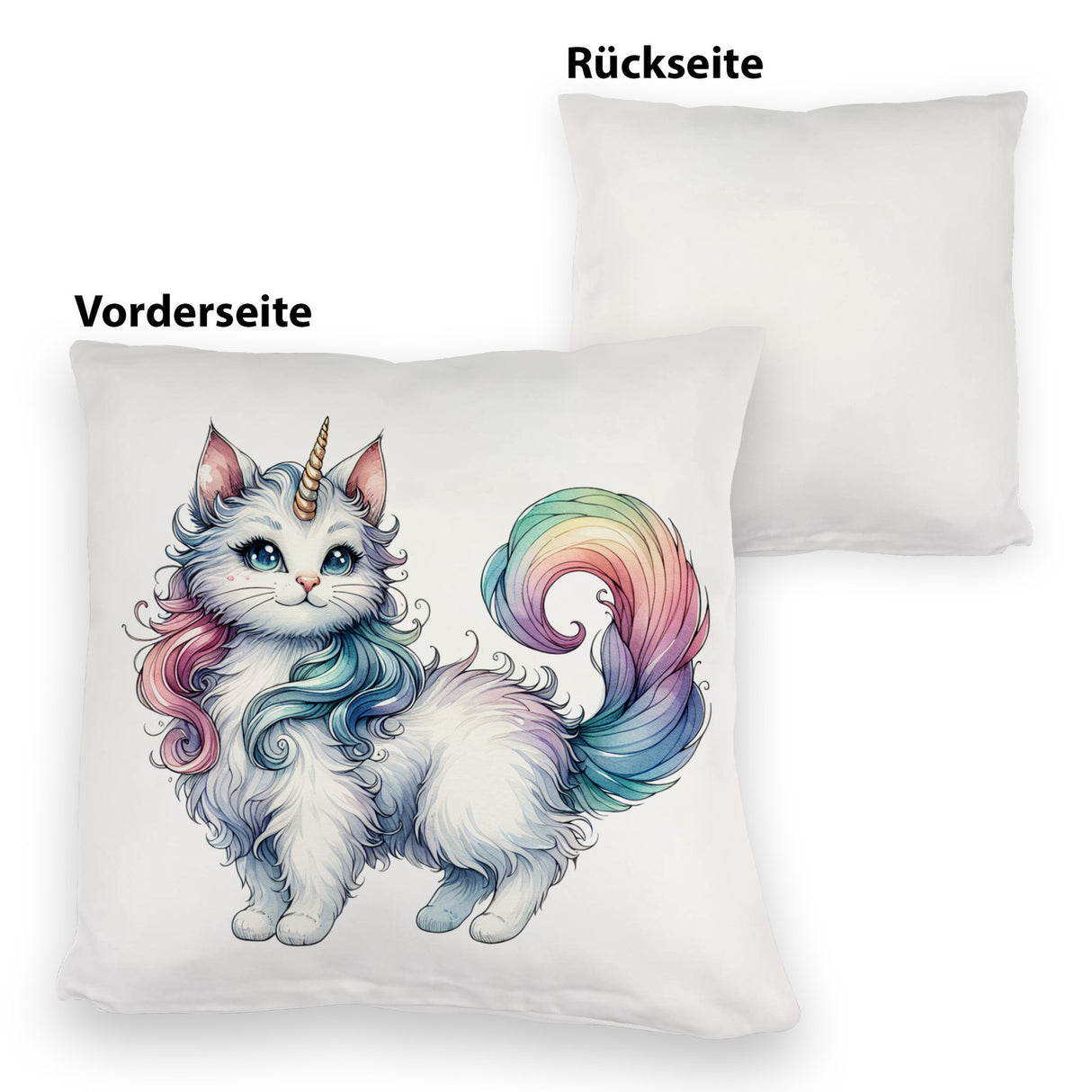 Einhorn-Katze Kissen