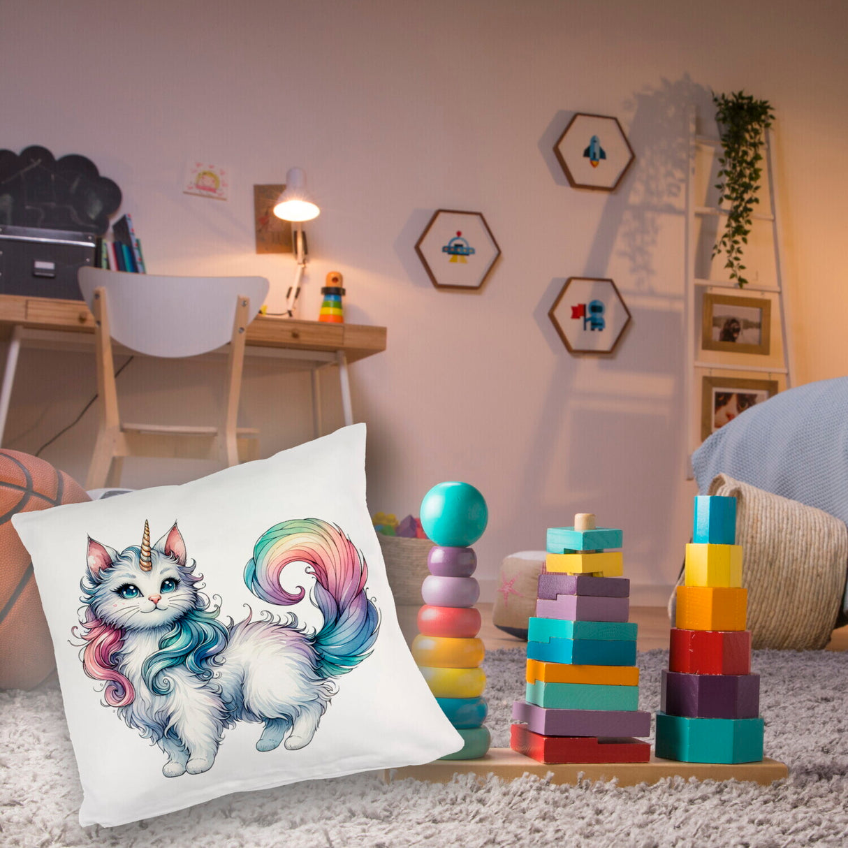 Einhorn-Katze Kissen