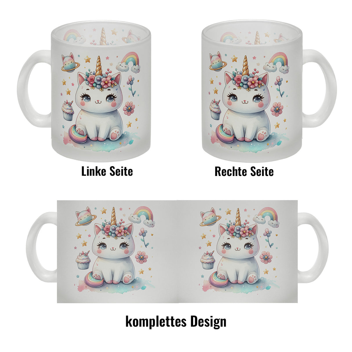 Einhorn-Katze Aquarell Kaffeebecher