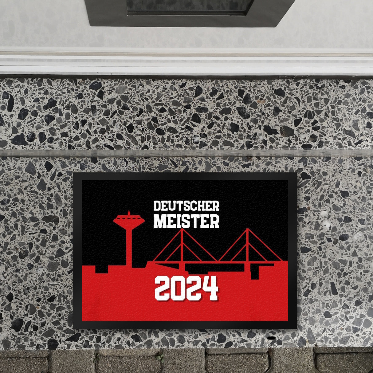 Leverkusen Fußmatte in 35x50 cm mit Spruch Deutscher Meister 2024