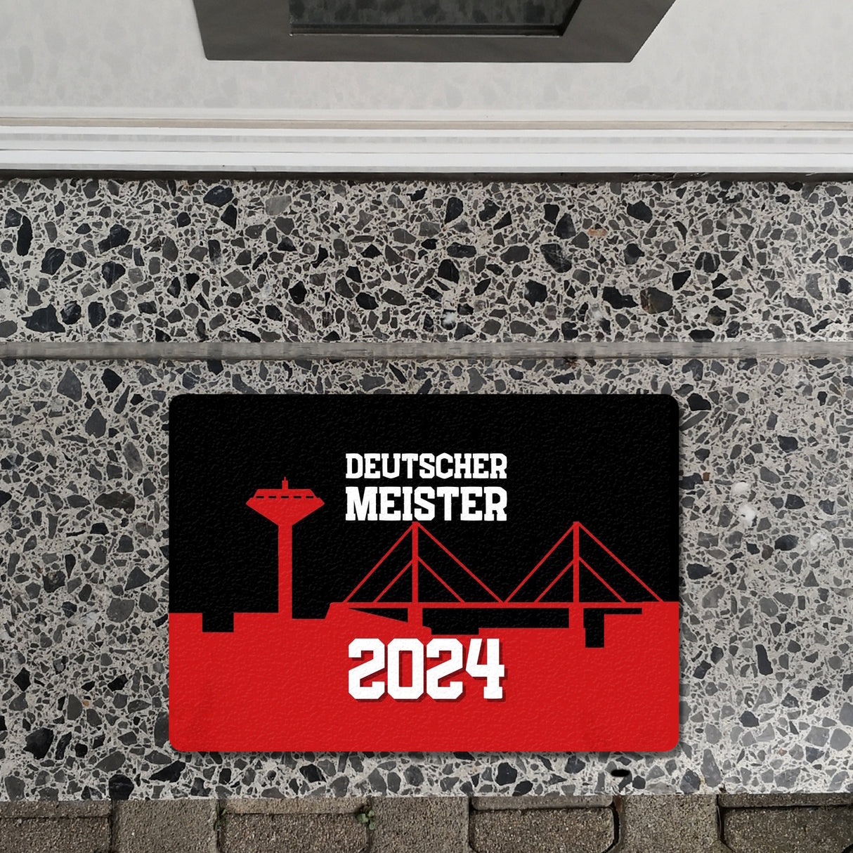 Leverkusen Fußmatte in 35x50 cm ohne Rand mit Spruch Deutscher Meister 2024