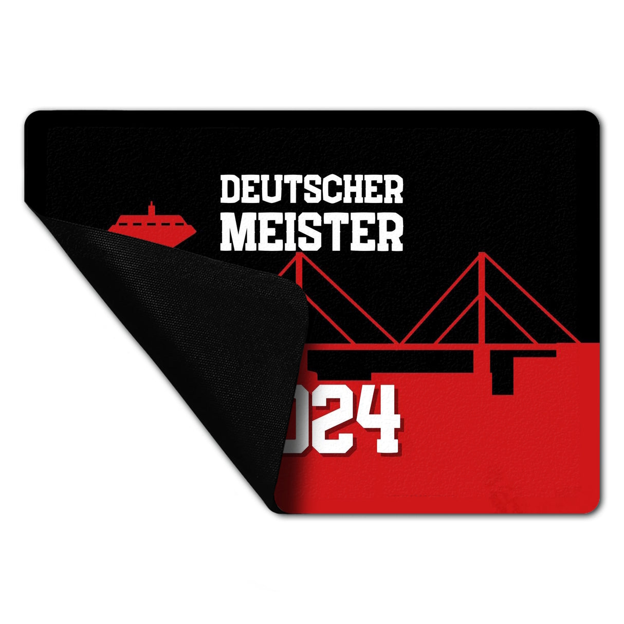 Leverkusen Fußmatte in 35x50 cm ohne Rand mit Spruch Deutscher Meister 2024