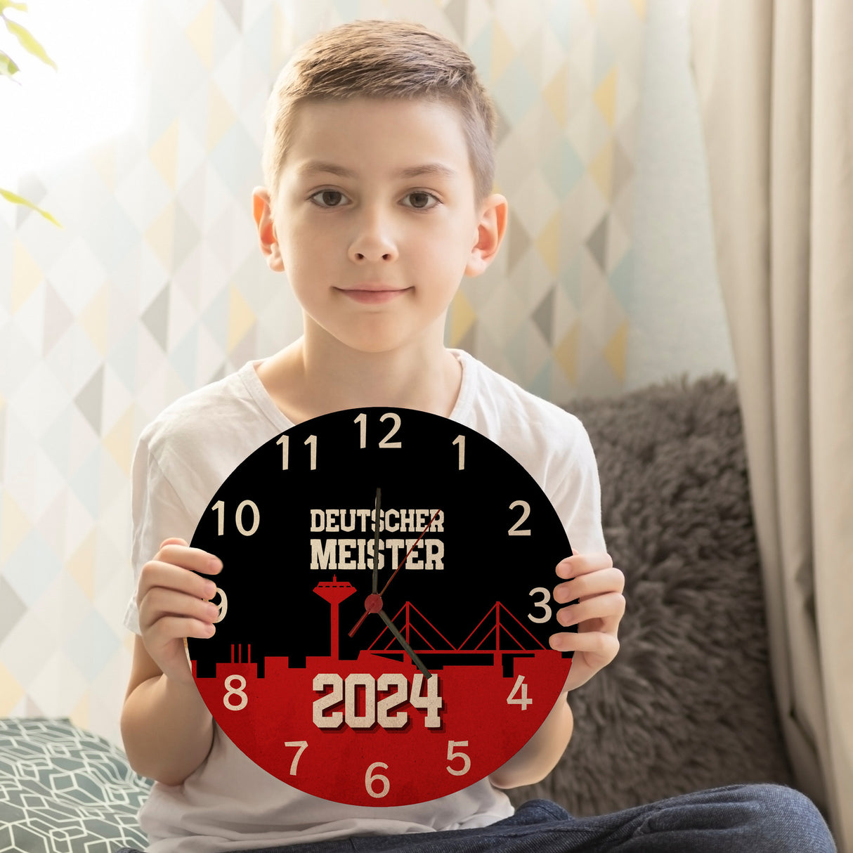 Leverkusen Wanduhr mit Spruch Deutscher Meister 2024