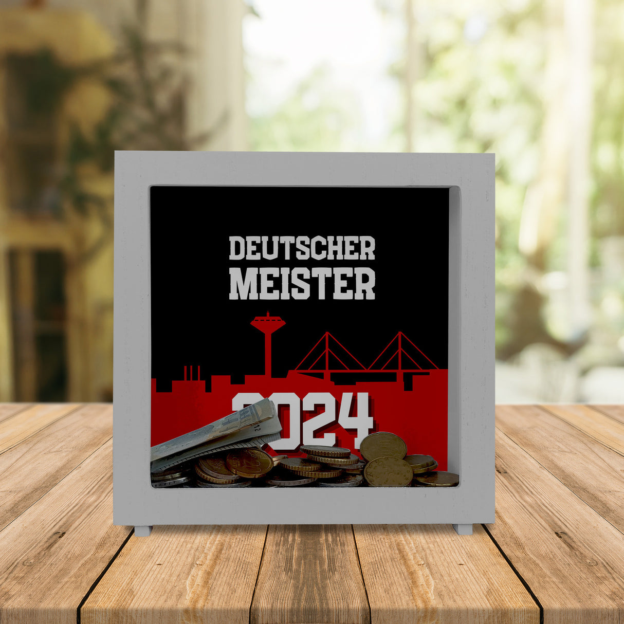 Leverkusen Spardose mit Spruch Deutscher Meister 2024