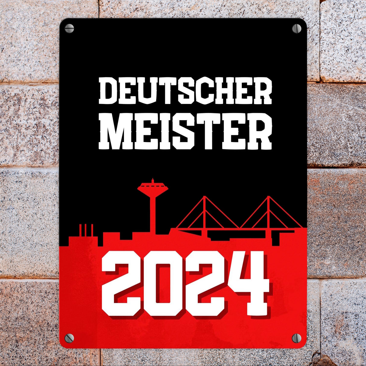 Leverkusen Metallschild in 15x20 cm mit Spruch Deutscher Meister 2024