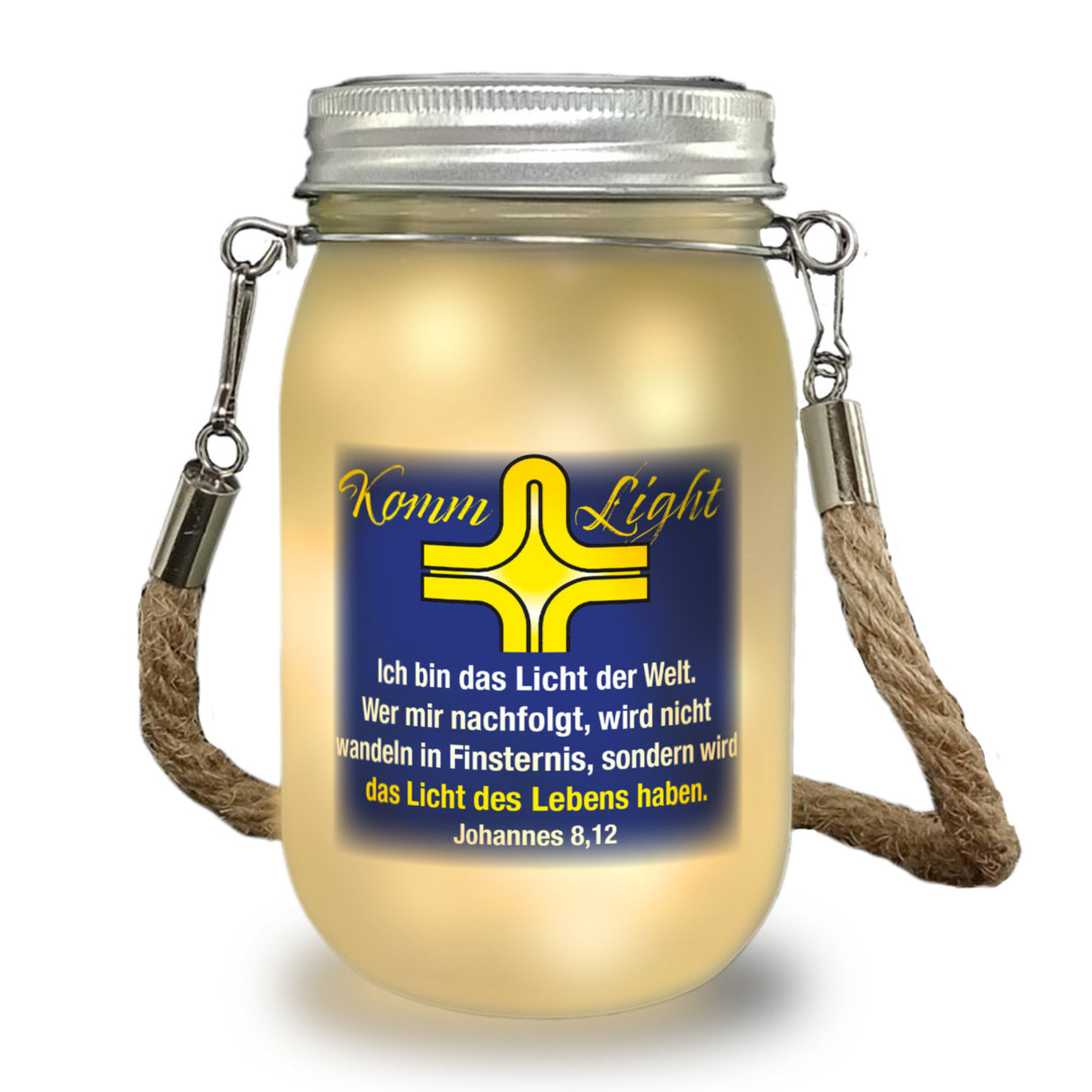 Kommunionslicht Solarlicht mit Bibelvers Johannes 8,12