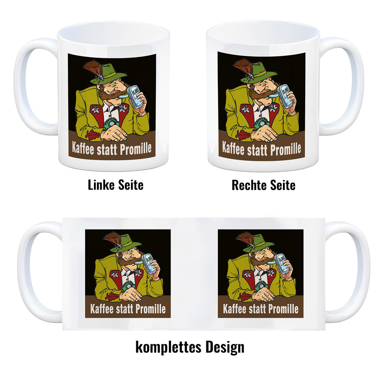 Alkoholtester Kaffeebecher mit Spruch Kaffee statt Promille
