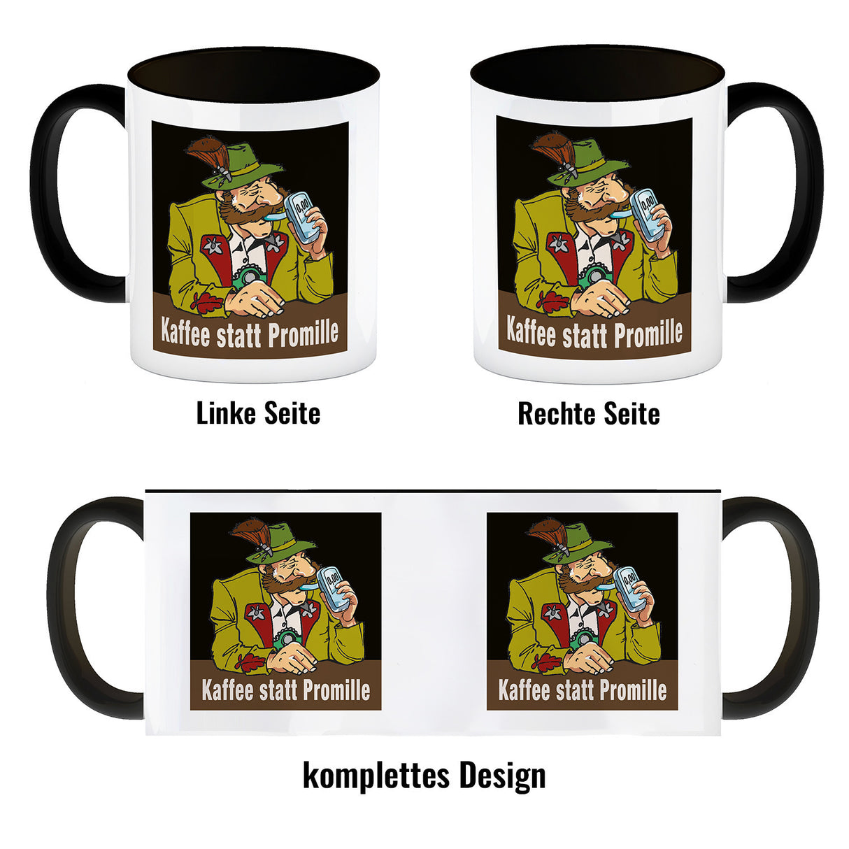 Alkoholtester Kaffeebecher mit Spruch Kaffee statt Promille
