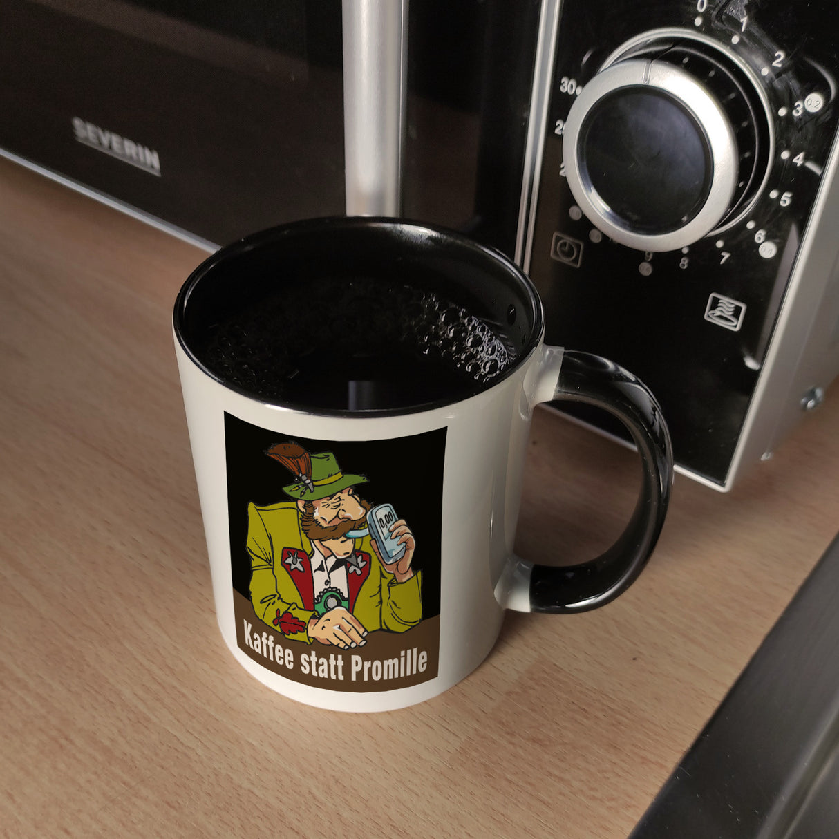 Alkoholtester Kaffeebecher mit Spruch Kaffee statt Promille