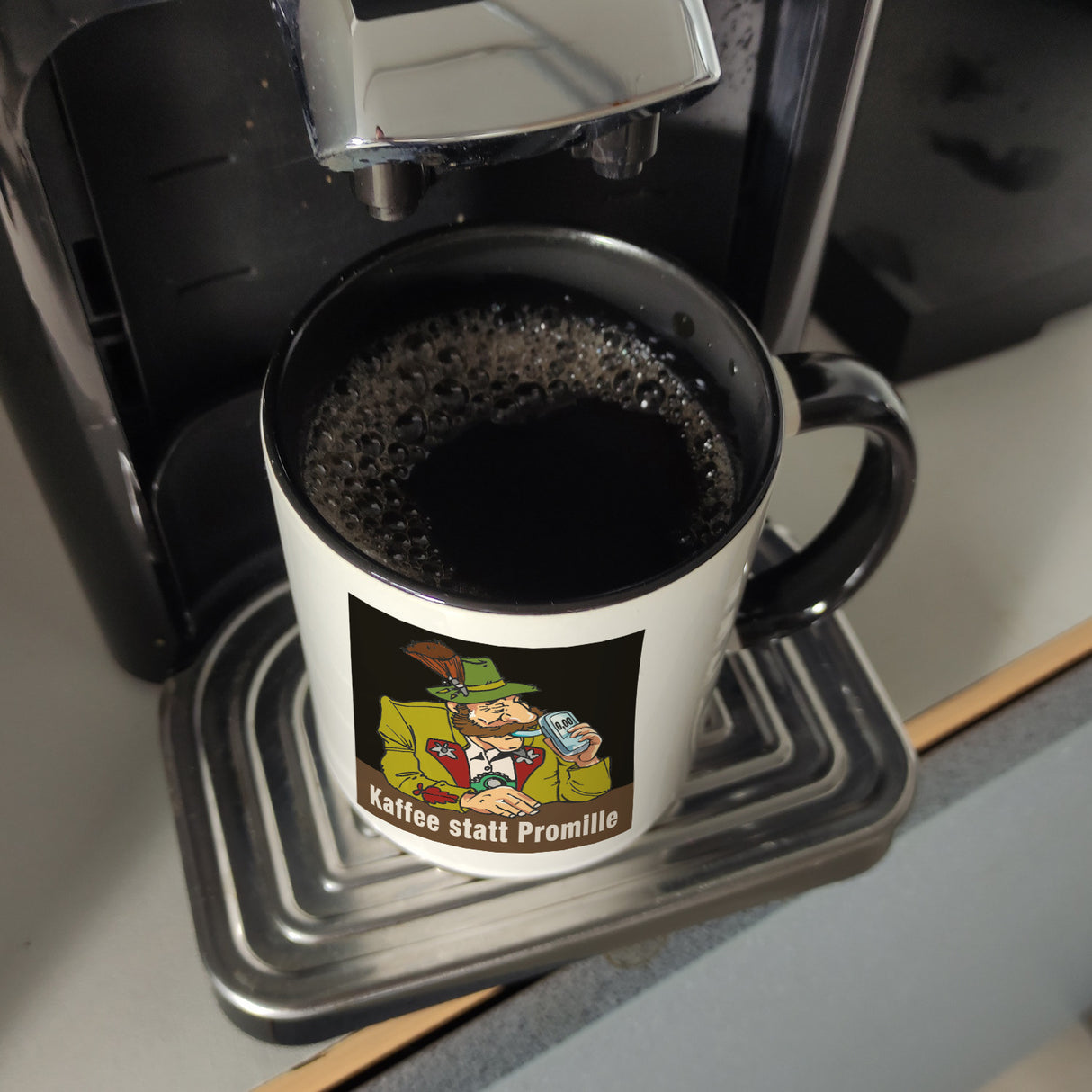 Alkoholtester Kaffeebecher mit Spruch Kaffee statt Promille