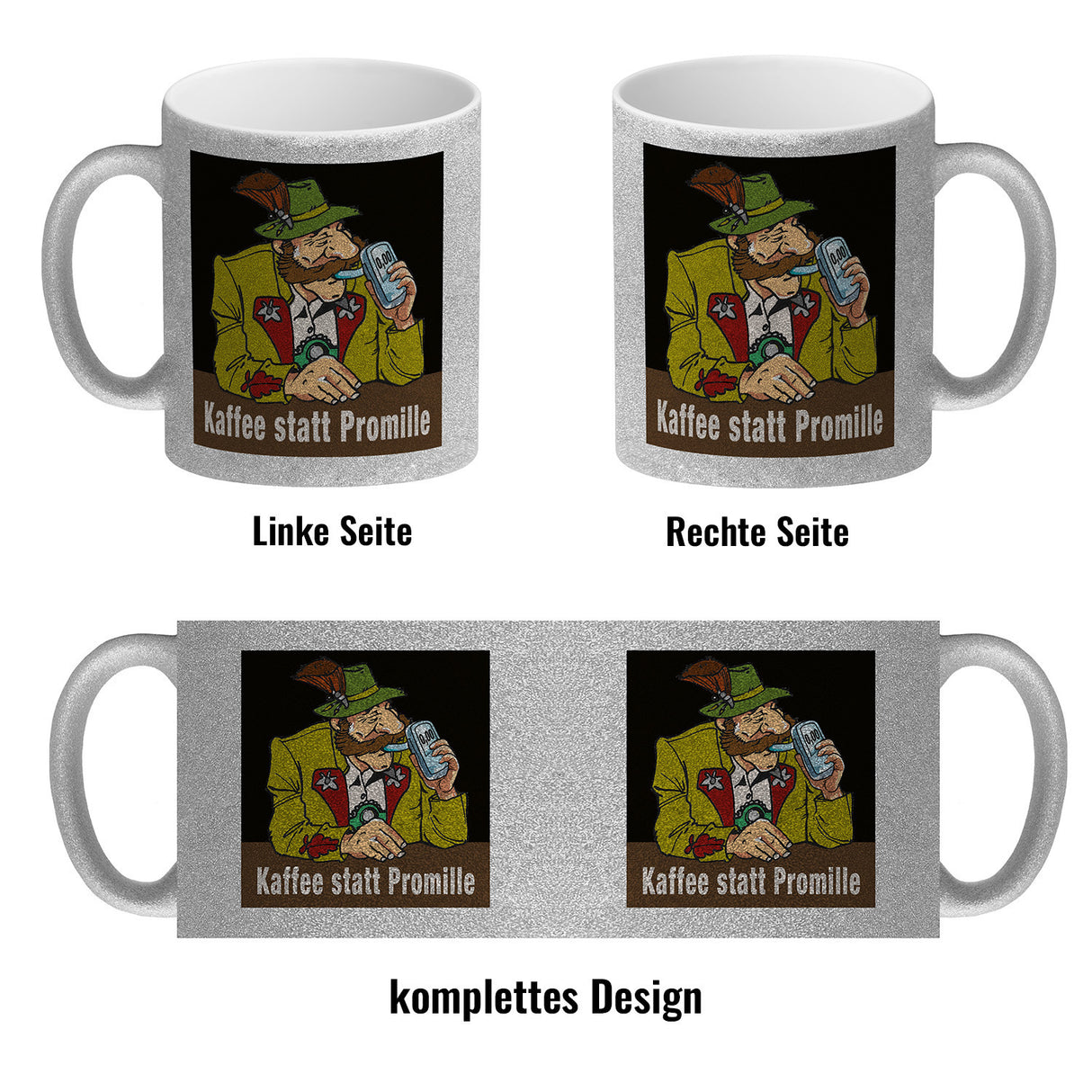 Alkoholtester Kaffeebecher mit Spruch Kaffee statt Promille