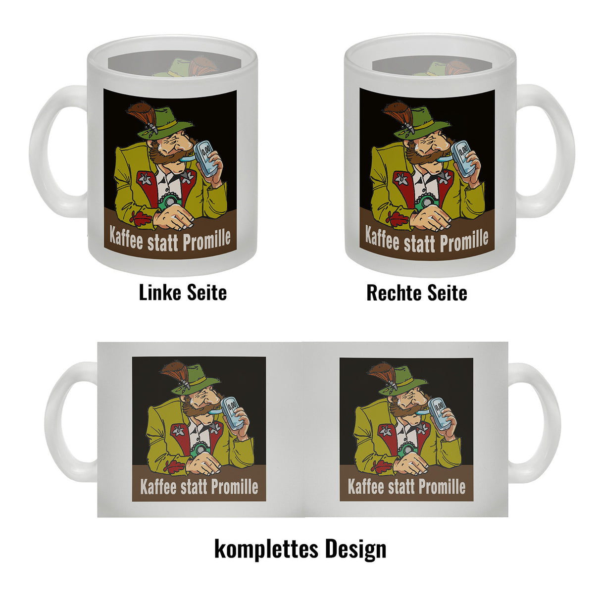 Alkoholtester Kaffeebecher mit Spruch Kaffee statt Promille