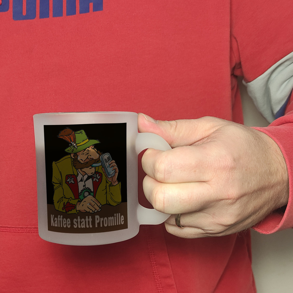 Alkoholtester Kaffeebecher mit Spruch Kaffee statt Promille