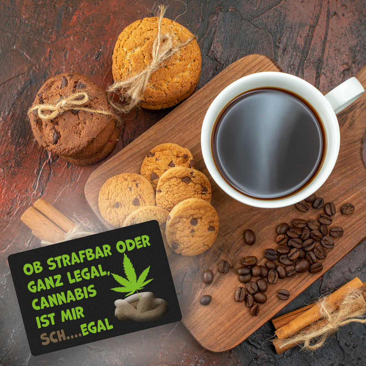 Cannabis-Blatt Fußmatte in 35x50 cm ohne Rand mit Spruch Legal oder nicht Cannabis egal