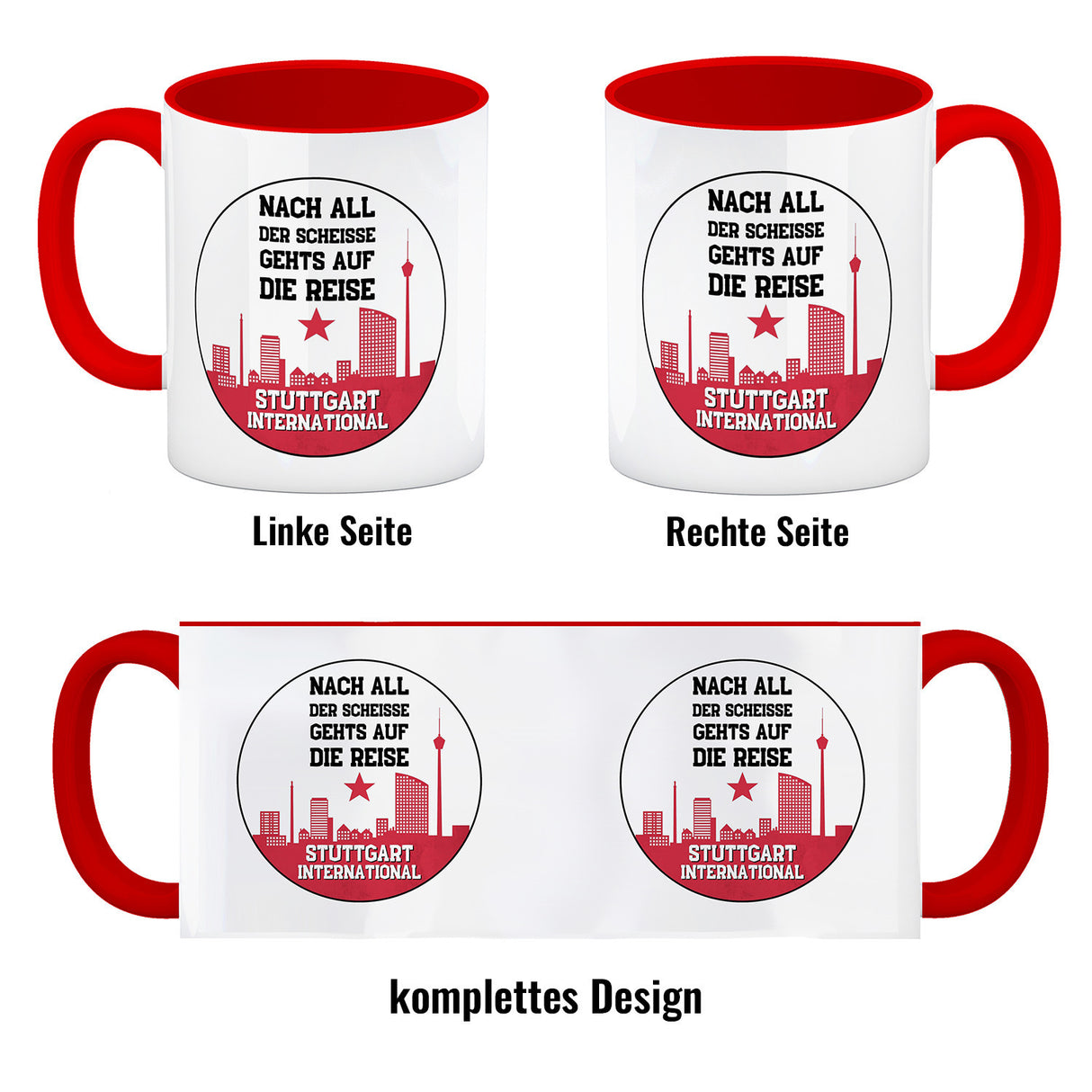 Stuttgart Europapokal Kaffeebecher mit Spruch Stuttgart International