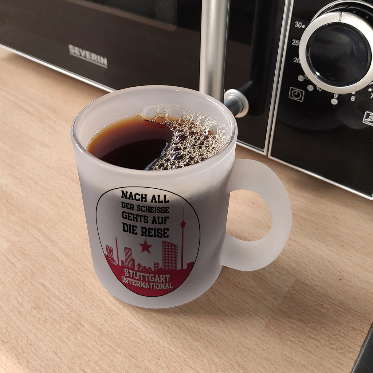 Stuttgart Europapokal Kaffeebecher mit Spruch Stuttgart International
