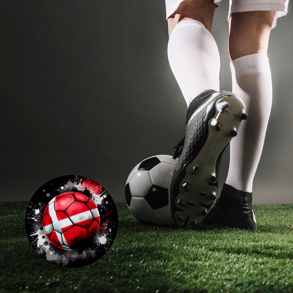 Fußball Dänemark Flagge Magnet rund