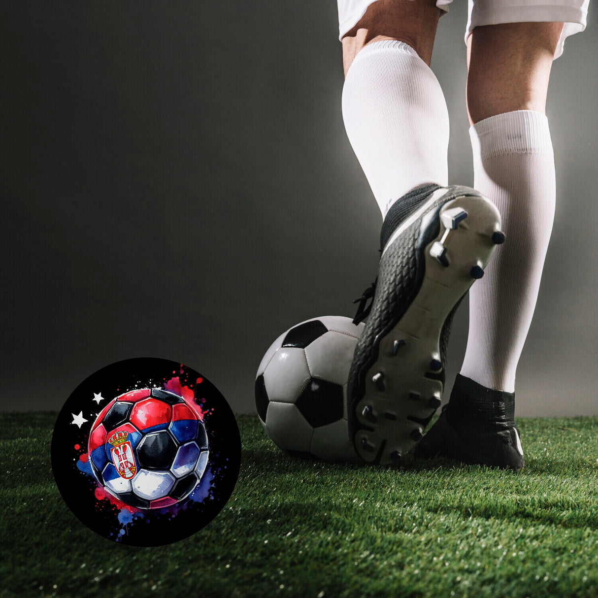 Fußball Serbien Flagge Magnet rund