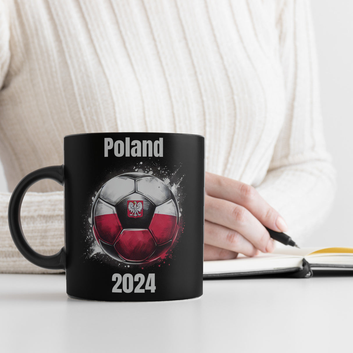 Fußball Polen Flagge Tasse in Schwarz