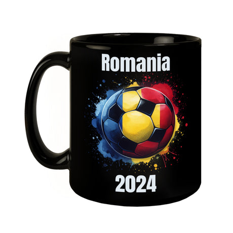 Fußball Rumänien Flagge Tasse in Schwarz