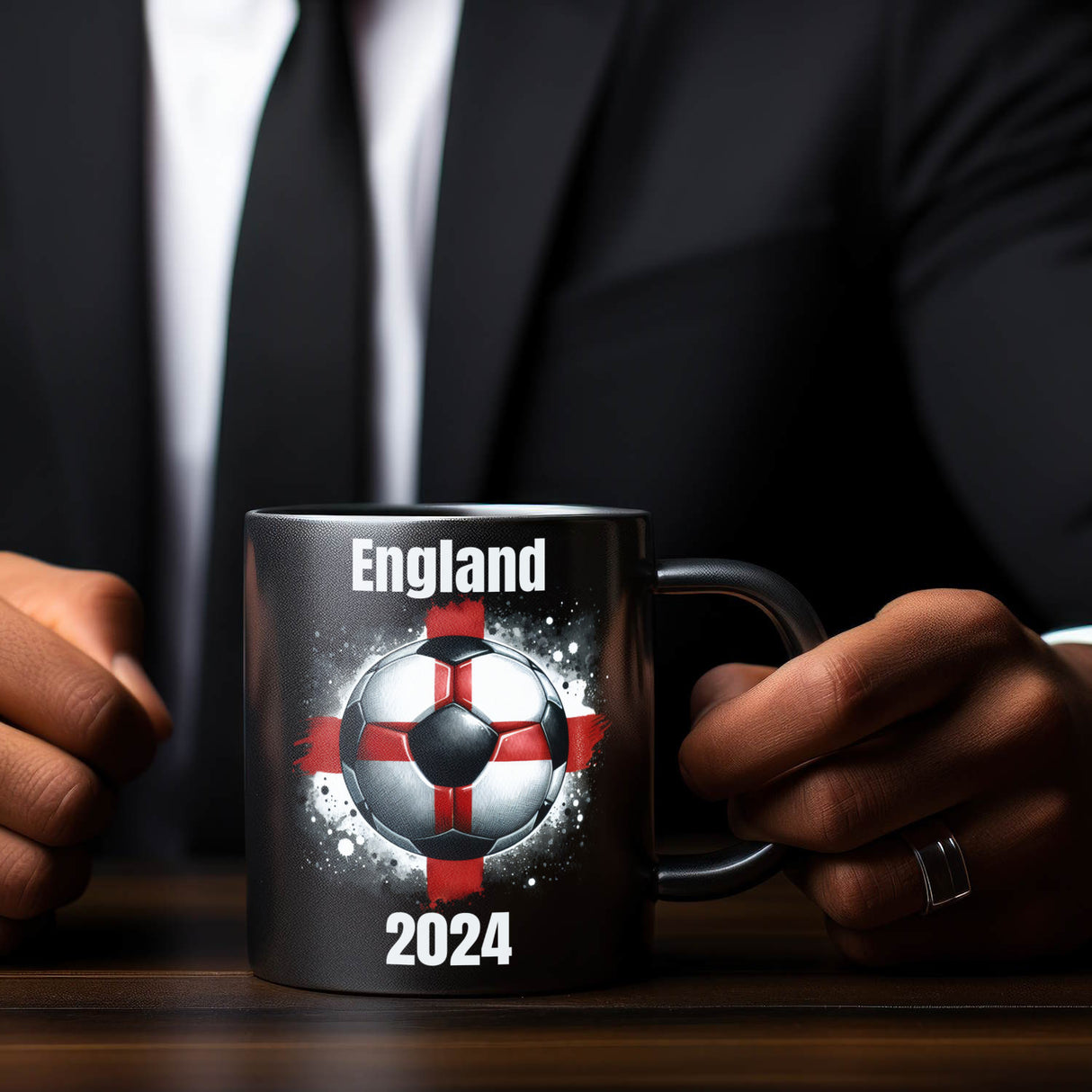 Fußball Englische Flagge Tasse in Schwarz