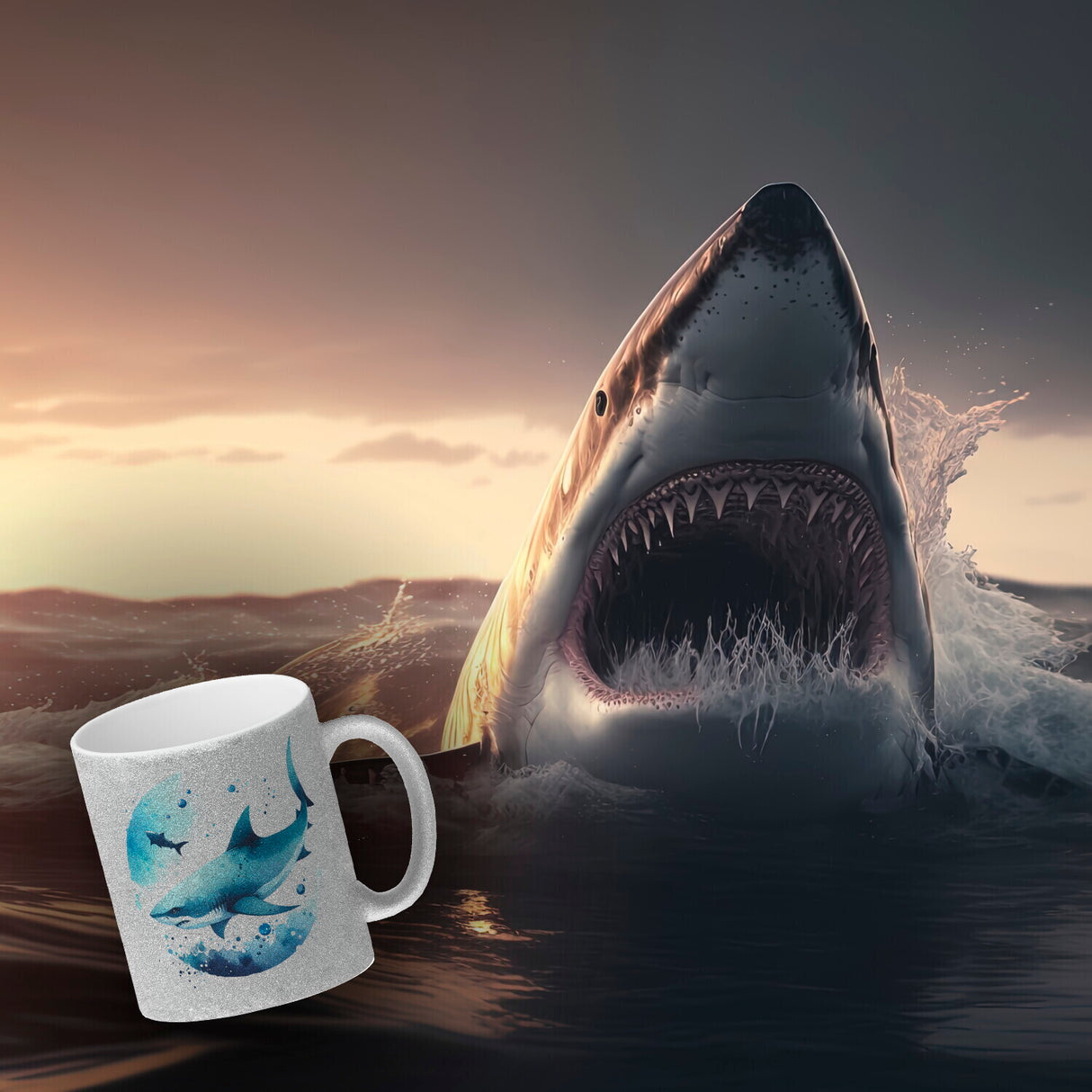 Haifisch im Wasser Kaffeebecher