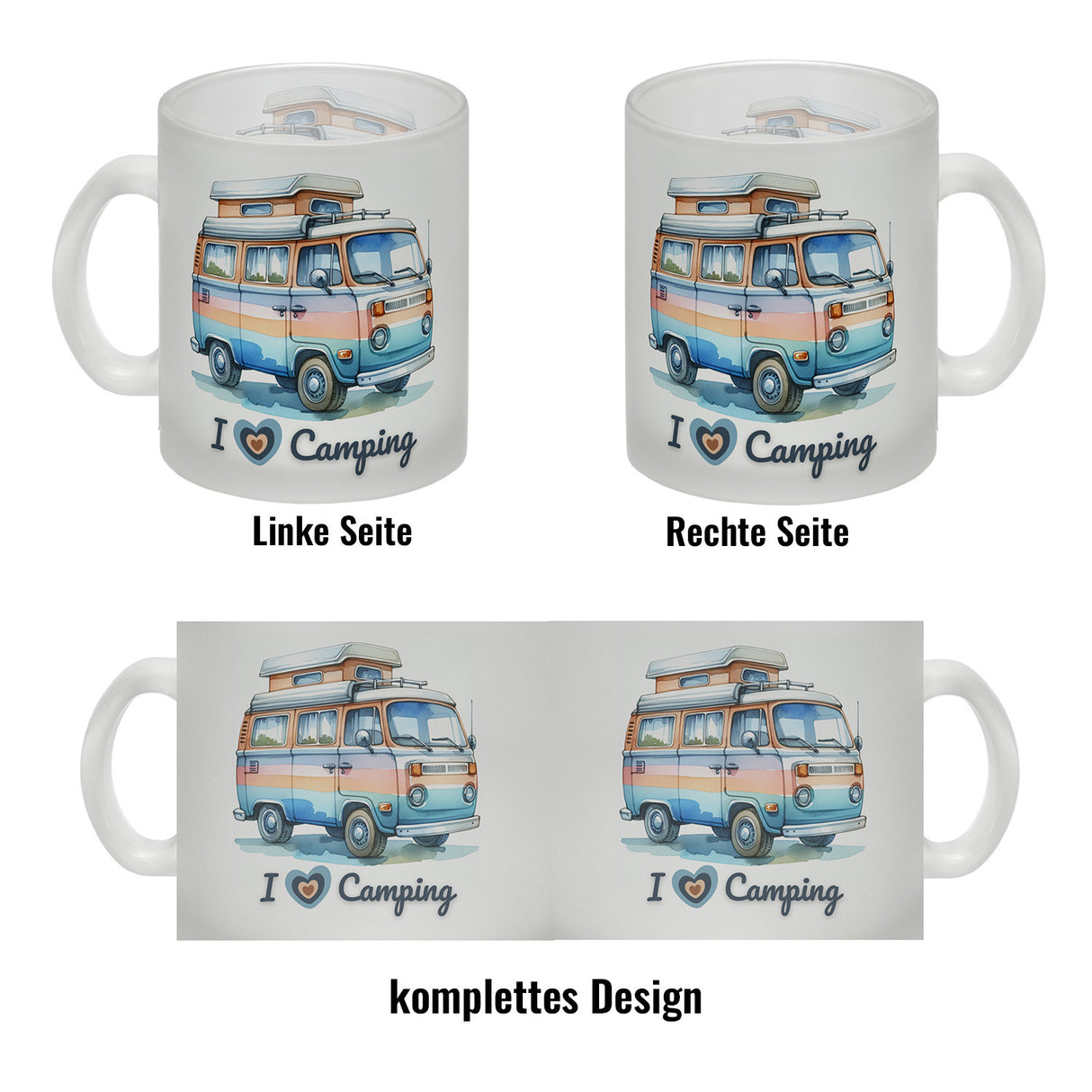 Campervan Kaffeebecher mit Spruch I love Camping