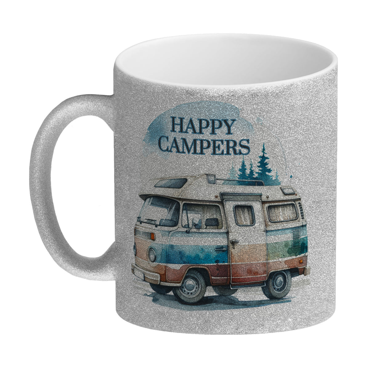 Campingwagen Kaffeebecher mit Spruch Happy Campers