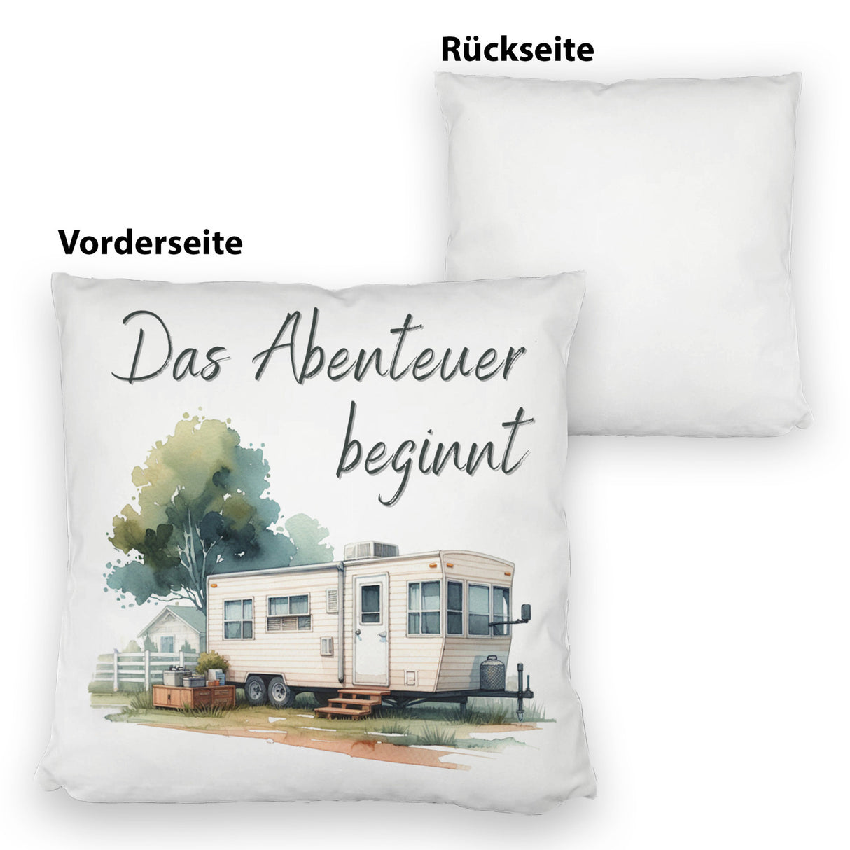 Wohnwagen Kissen mit Spruch Das Abenteuer beginnt