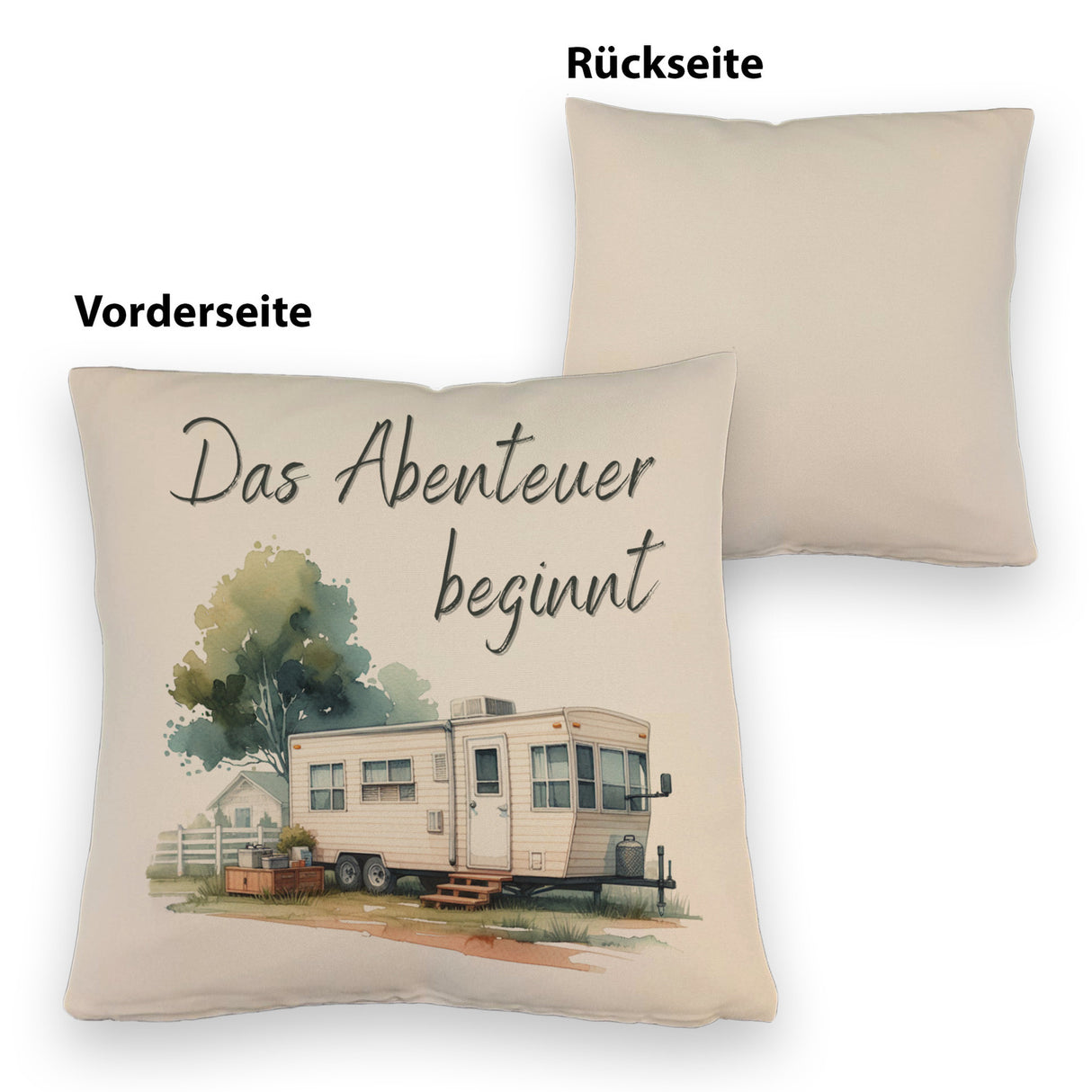 Wohnwagen Kissen mit Spruch Das Abenteuer beginnt