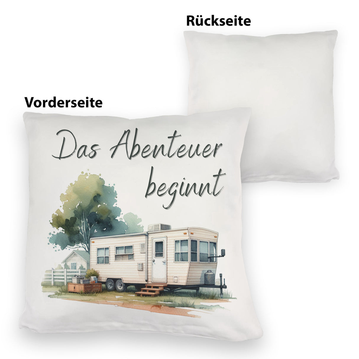 Wohnwagen Kissen mit Spruch Das Abenteuer beginnt