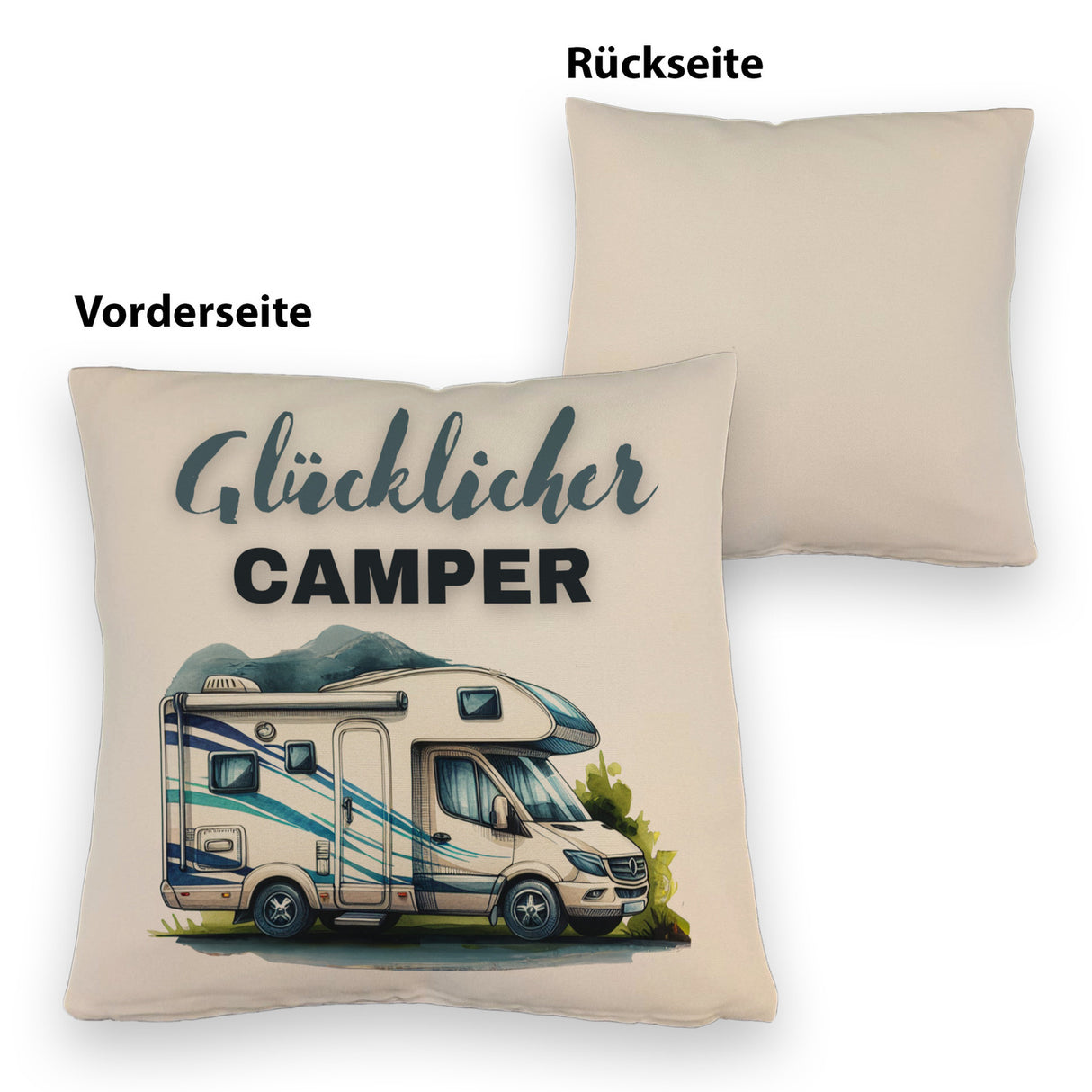 Wohnmobil Kissen mit Spruch Glücklicher Camper
