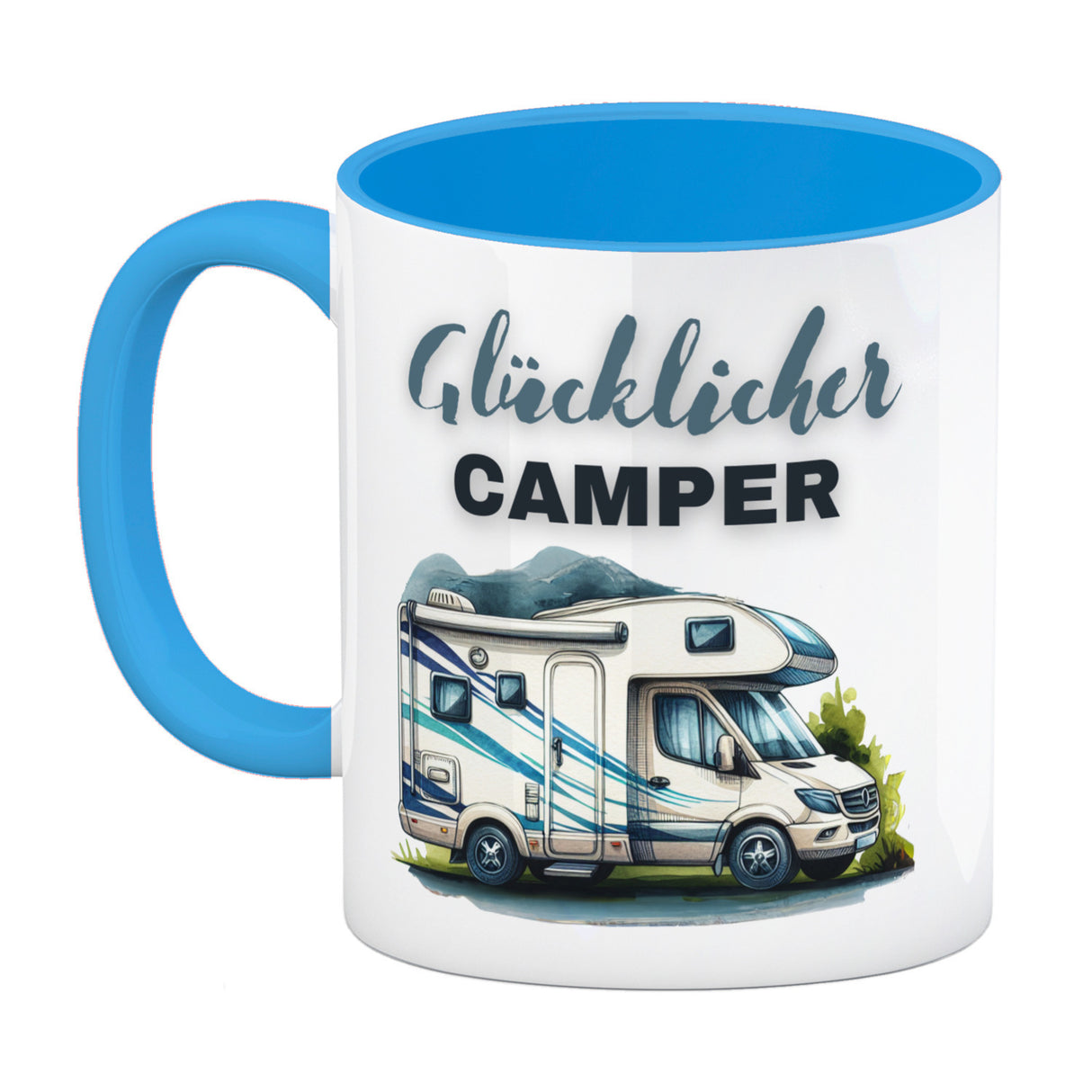 Wohnmobil Kaffeebecher mit Spruch Glücklicher Camper