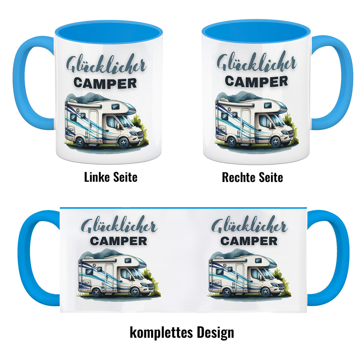 Wohnmobil Kaffeebecher mit Spruch Glücklicher Camper